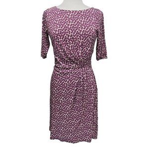 Boden Annie Purple Jersey Polka Dot Sheath Short  Sleeve Faux Wrap Dress- 8R